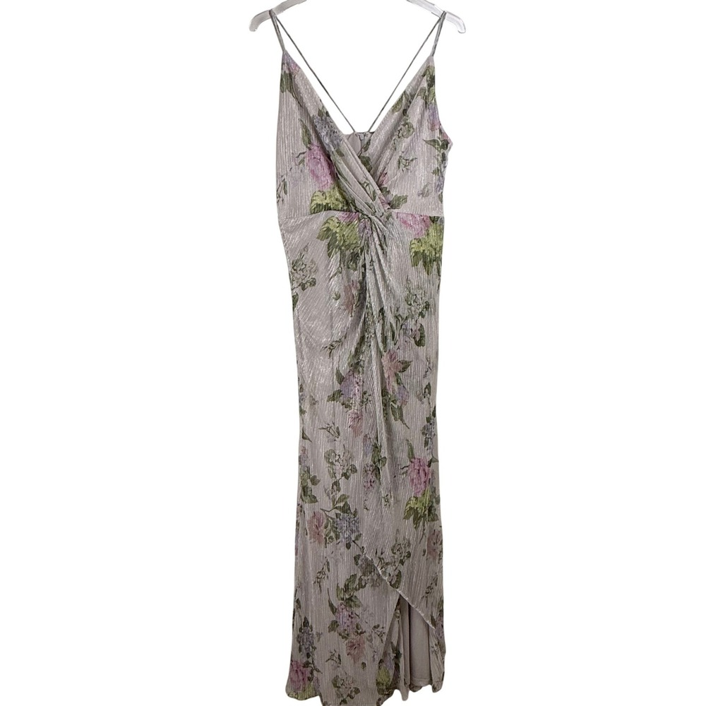 Adrianna Papell Metallic Floral Maxi Dress Shimmer Gown WOMEN 8 LIGHTWEIGHT MESH - Picture 2 of 16